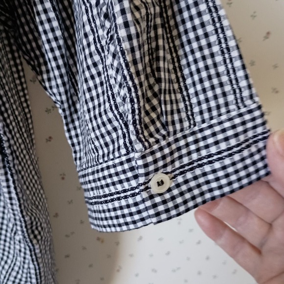EUC Talbots Size 3X Tunic Top Blouse Black & White Check Trim Detail 100% Cotton - Picture 8 of 11